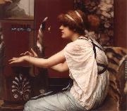 John William Godward The Muse Erato at Her Lyre painting
